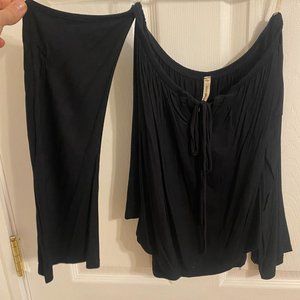 Black off the shoulder peekaboo shoulder sleeves